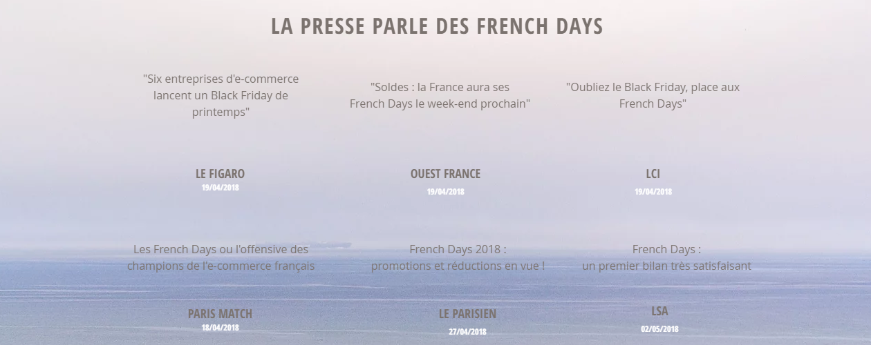 Les FRENCH DAYS dans la press (sources : Les French Days - site officiel)
